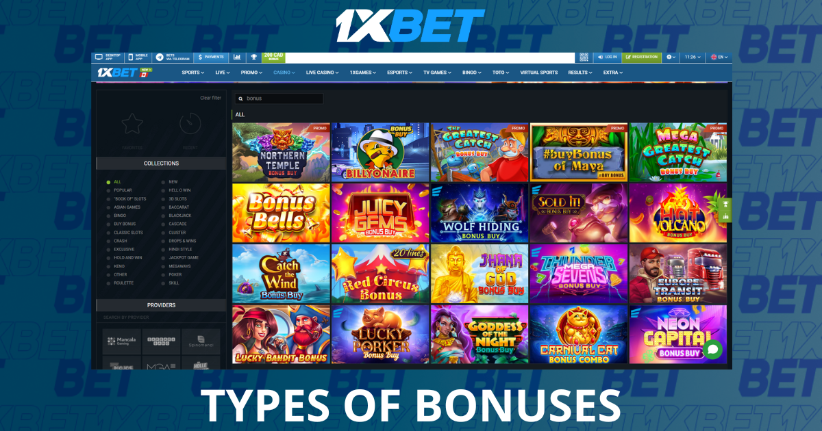 1xBet Nigeria Types of Bonuses