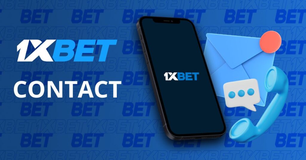 1xBet contact options displayed with a smartphone